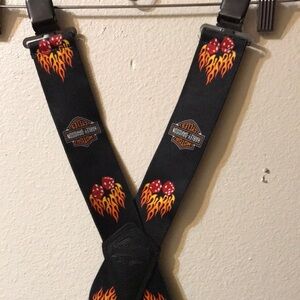 Harley-Davidson Black Suspenders with Fiery Accents